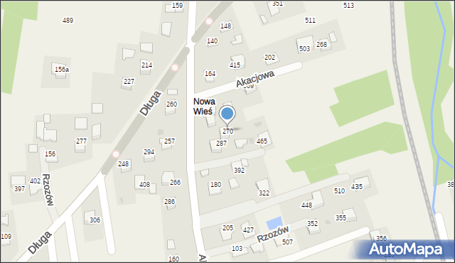 Rzozów, Akacjowa, 25, mapa Rzozów