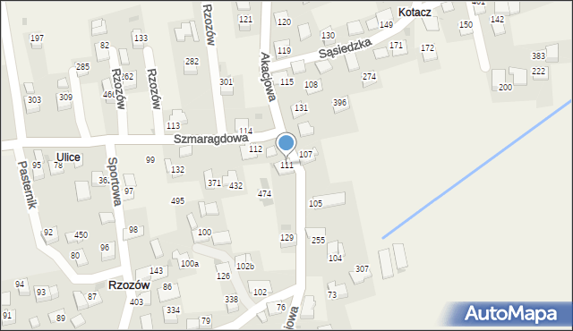 Rzozów, Akacjowa, 38, mapa Rzozów