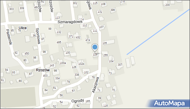 Rzozów, Akacjowa, 40, mapa Rzozów