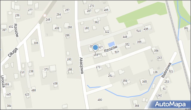 Rzozów, Akacjowa, 57, mapa Rzozów