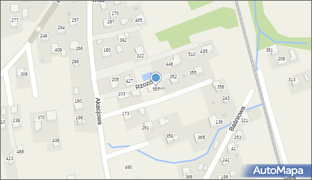 Rzozów, Akacjowa, 61, mapa Rzozów