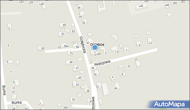 Sandomierz, Akacjowa, 1, mapa Sandomierza