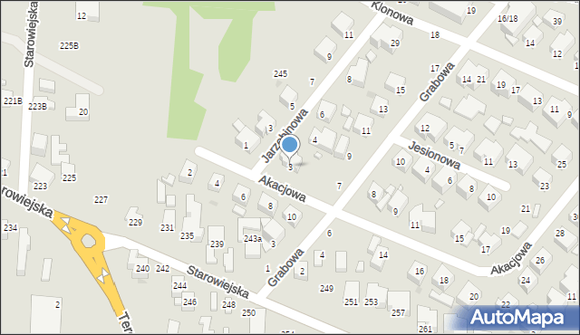 Siedlce, Akacjowa, 3, mapa Siedlce