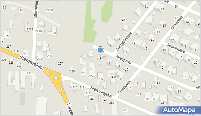 Siedlce, Akacjowa, 4, mapa Siedlce