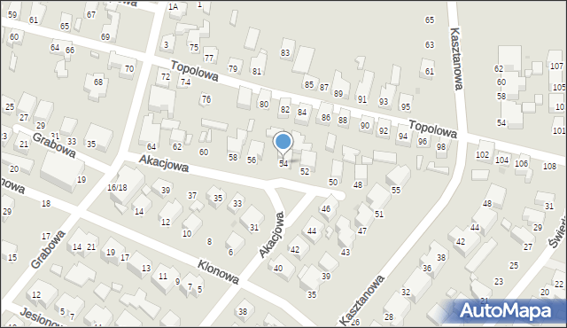 Siedlce, Akacjowa, 54, mapa Siedlce