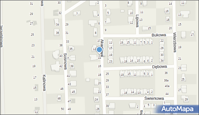 Siekierki Wielkie, Akacjowa, 14, mapa Siekierki Wielkie