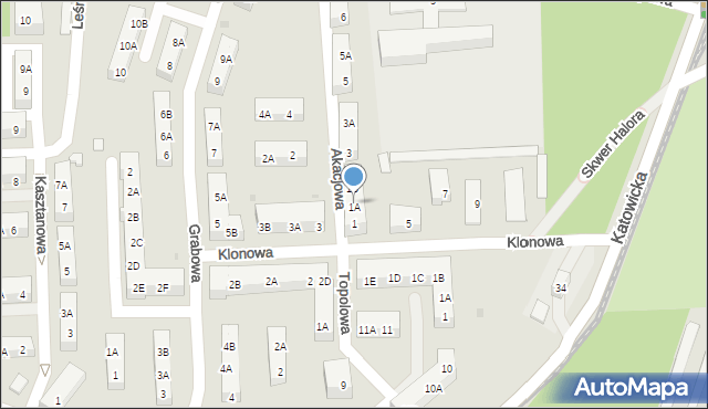 Siemianowice Śląskie, Akacjowa, 1A, mapa Siemianowice Śląskie