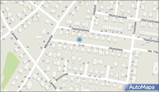 Skierniewice, Akacjowa, 17, mapa Skierniewic