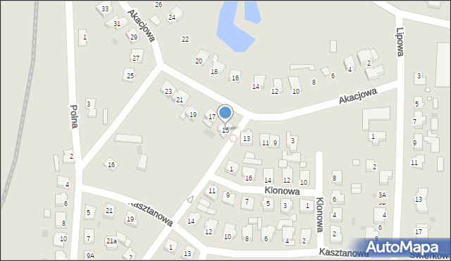 Skoki, Akacjowa, 15, mapa Skoki