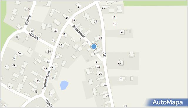 Skopanie, Akacjowa, 3, mapa Skopanie