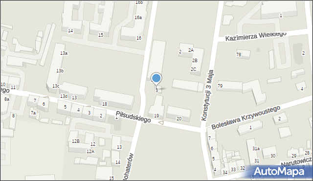 Słubice, Akademicka, 3, mapa Słubice