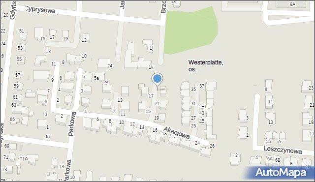 Słupsk, Akacjowa, 23, mapa Słupska