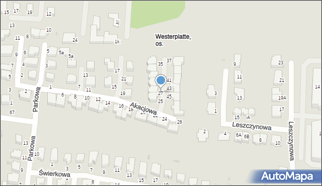 Słupsk, Akacjowa, 27, mapa Słupska