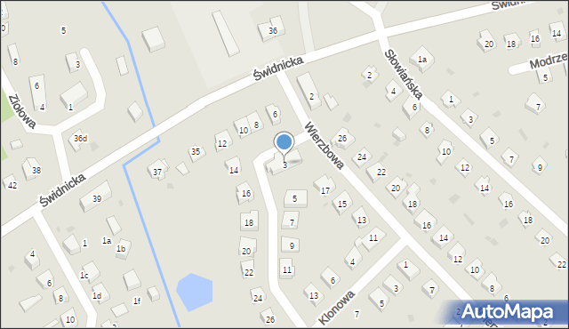 Sobótka, Akacjowa, 3, mapa Sobótka