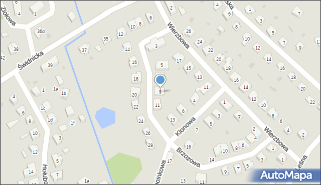 Sobótka, Akacjowa, 9, mapa Sobótka