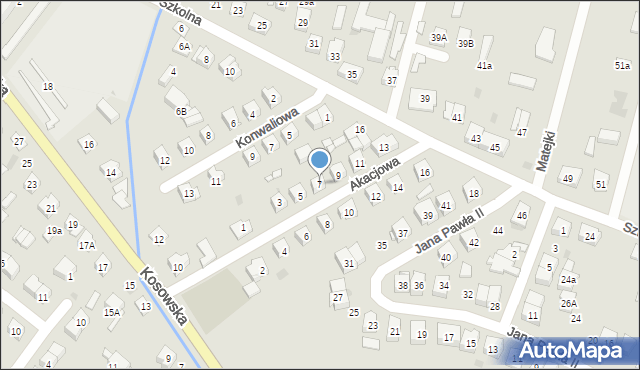 Sokołów Podlaski, Akacjowa, 7, mapa Sokołów Podlaski