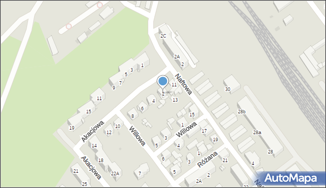 Sosnowiec, Akacjowa, 2, mapa Sosnowca