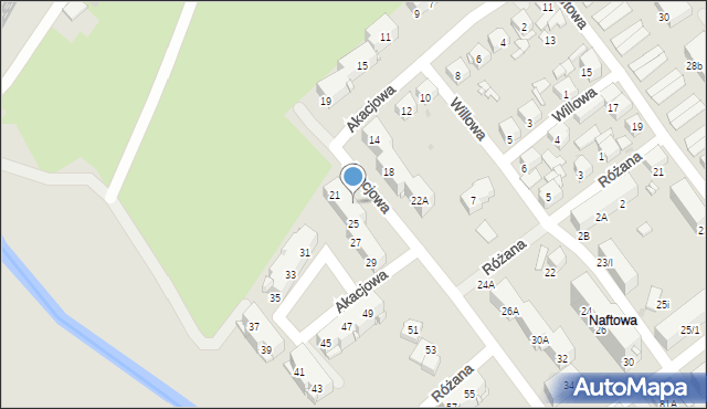 Sosnowiec, Akacjowa, 21-23, mapa Sosnowca