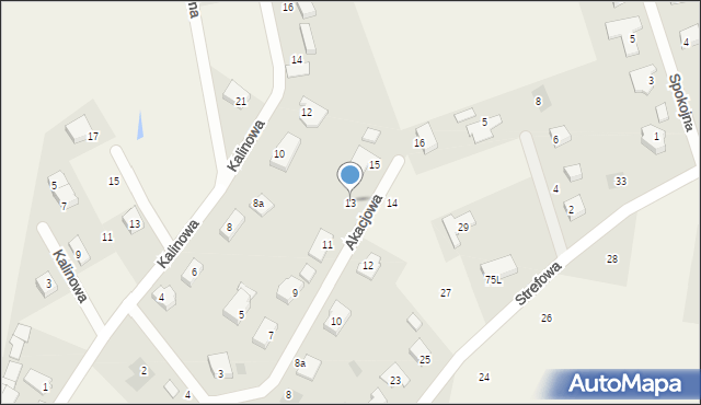 Stare Bielice, Akacjowa, 13, mapa Stare Bielice