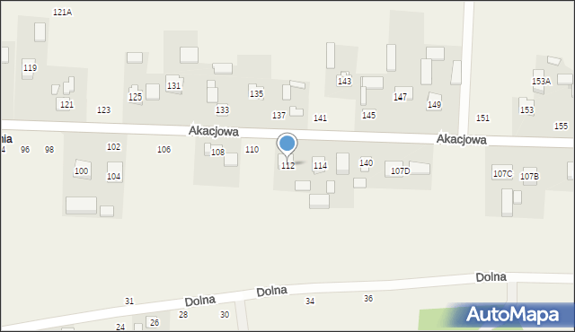 Stróża-Kolonia, Akacjowa, 112, mapa Stróża-Kolonia