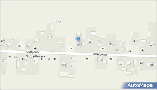 Stróża-Kolonia, Akacjowa, 125, mapa Stróża-Kolonia