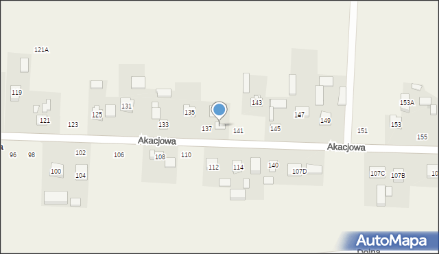 Stróża-Kolonia, Akacjowa, 139, mapa Stróża-Kolonia