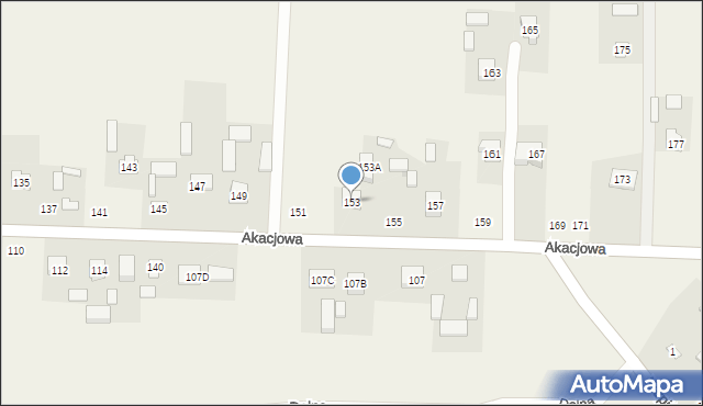 Stróża-Kolonia, Akacjowa, 153, mapa Stróża-Kolonia