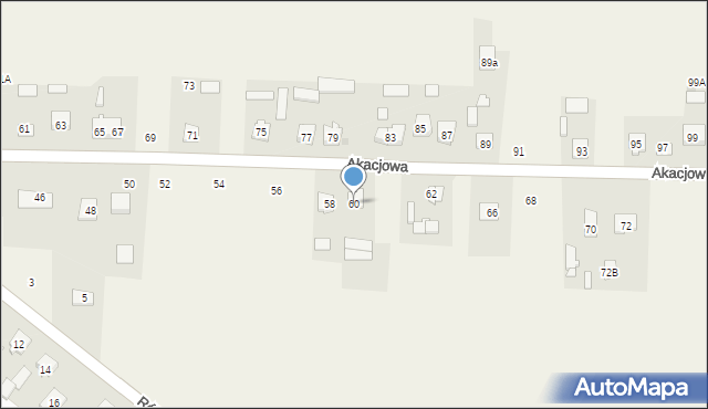 Stróża-Kolonia, Akacjowa, 60, mapa Stróża-Kolonia