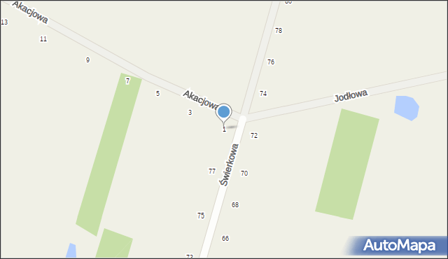 Suszno, Akacjowa, 1, mapa Suszno