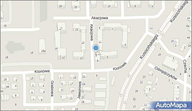 Świdnik, Akacjowa, 5, mapa Świdnika