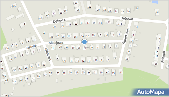 Świebodzice, Akacjowa, 11, mapa Świebodzice