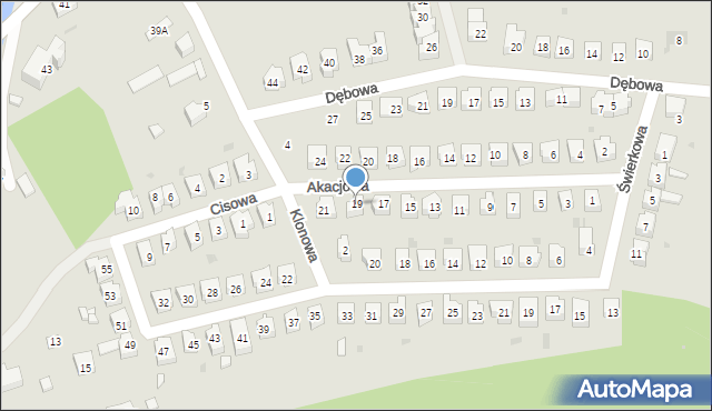 Świebodzice, Akacjowa, 19, mapa Świebodzice