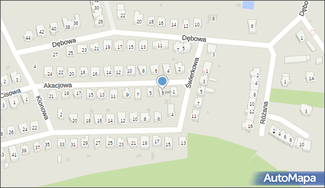 Świebodzice, Akacjowa, 3, mapa Świebodzice