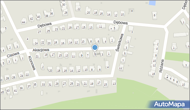 Świebodzice, Akacjowa, 5, mapa Świebodzice