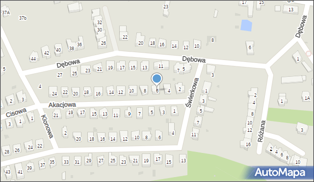 Świebodzice, Akacjowa, 6, mapa Świebodzice
