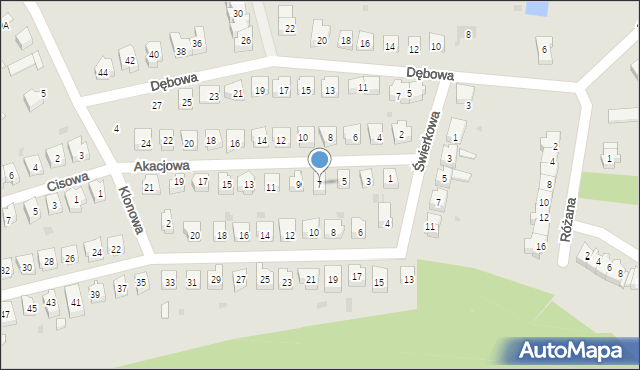 Świebodzice, Akacjowa, 7, mapa Świebodzice