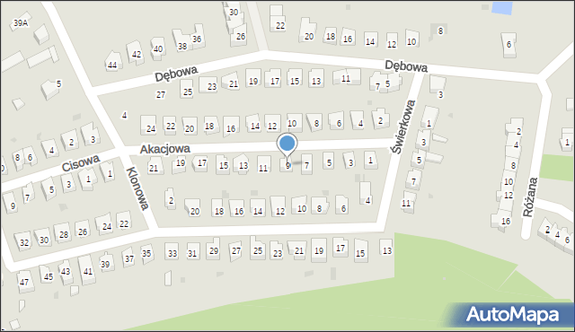 Świebodzice, Akacjowa, 9, mapa Świebodzice