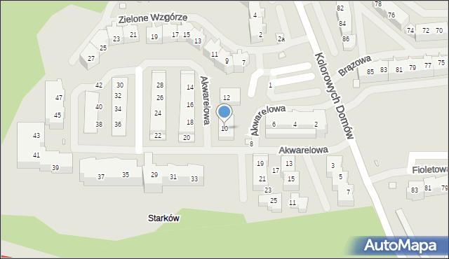 Szczecin, Akwarelowa, 10, mapa Szczecina