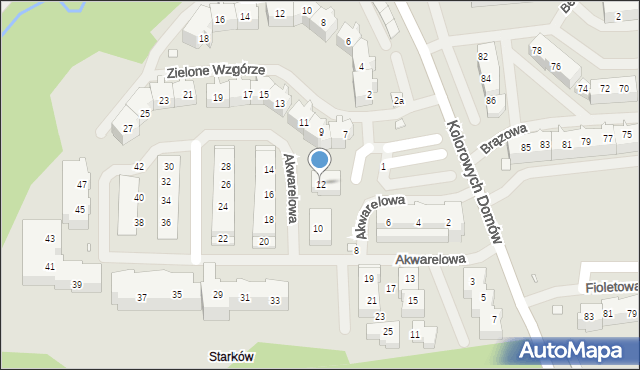 Szczecin, Akwarelowa, 12, mapa Szczecina