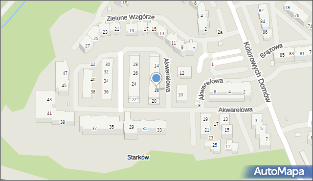 Szczecin, Akwarelowa, 18, mapa Szczecina