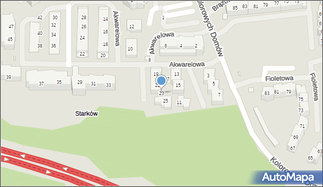 Szczecin, Akwarelowa, 23, mapa Szczecina