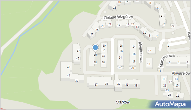 Szczecin, Akwarelowa, 40, mapa Szczecina