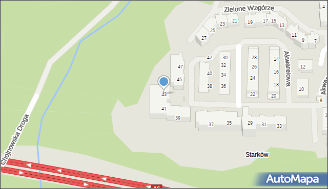 Szczecin, Akwarelowa, 43, mapa Szczecina