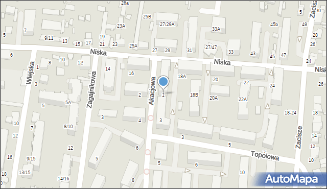 Tomaszów Mazowiecki, Akacjowa, 1, mapa Tomaszów Mazowiecki