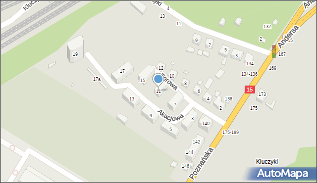 Toruń, Akacjowa, 11, mapa Torunia