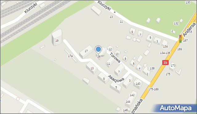 Toruń, Akacjowa, 15, mapa Torunia