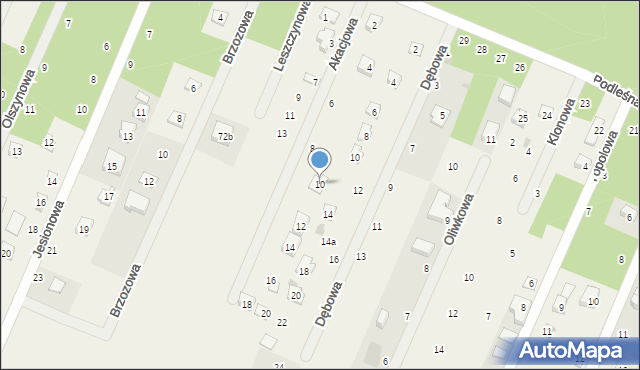 Tresta, Akacjowa, 10, mapa Tresta