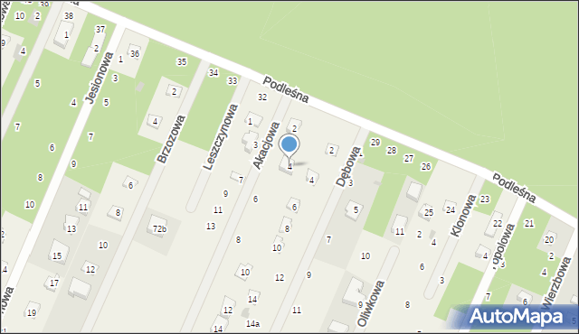 Tresta, Akacjowa, 4, mapa Tresta