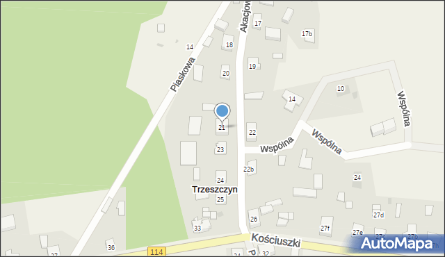 Trzeszczyn, Akacjowa, 21, mapa Trzeszczyn