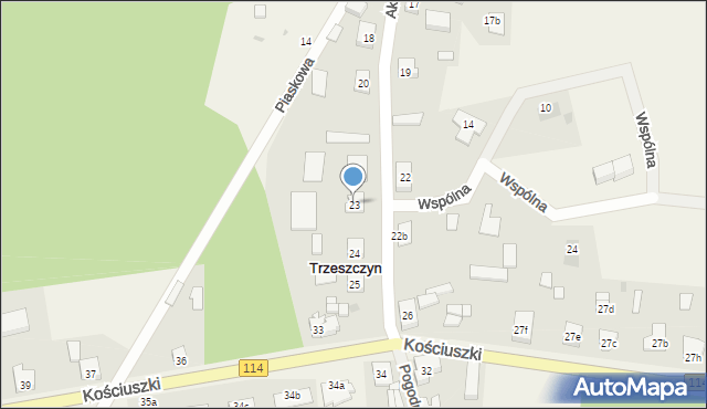 Trzeszczyn, Akacjowa, 23, mapa Trzeszczyn